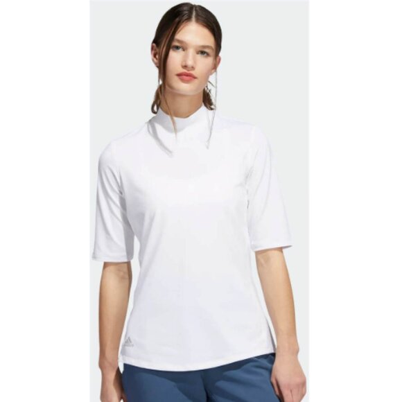 NWT Adidas Women's White Golf Mock Neck Shirt/Top Moisture Wicking M MSRP $65 - Picture 1 of 14